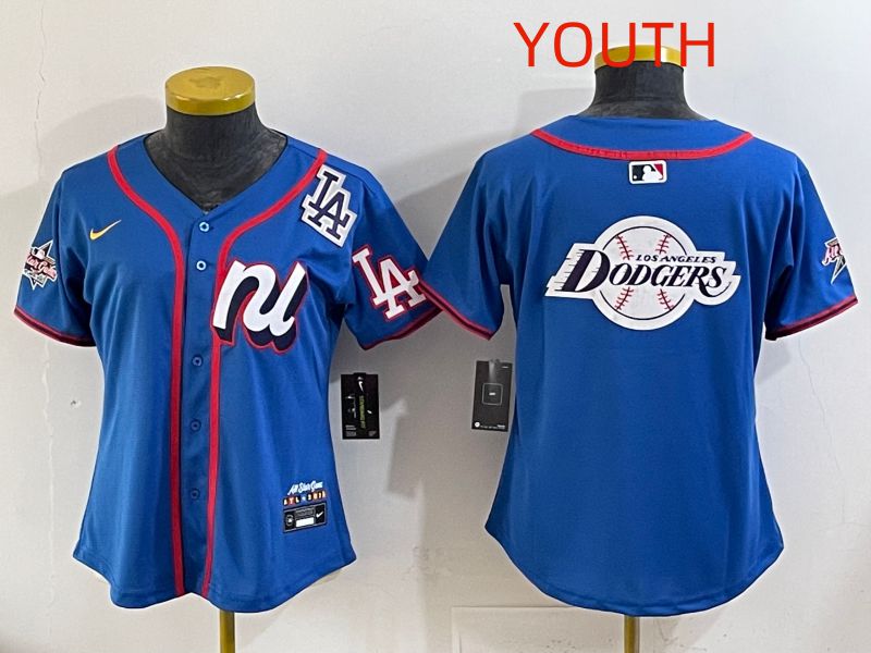 Youth 2025 Los Angeles Dodgers Blank Blue All star Nike MLB Jersey style 010->youth mlb jersey->Youth Jersey